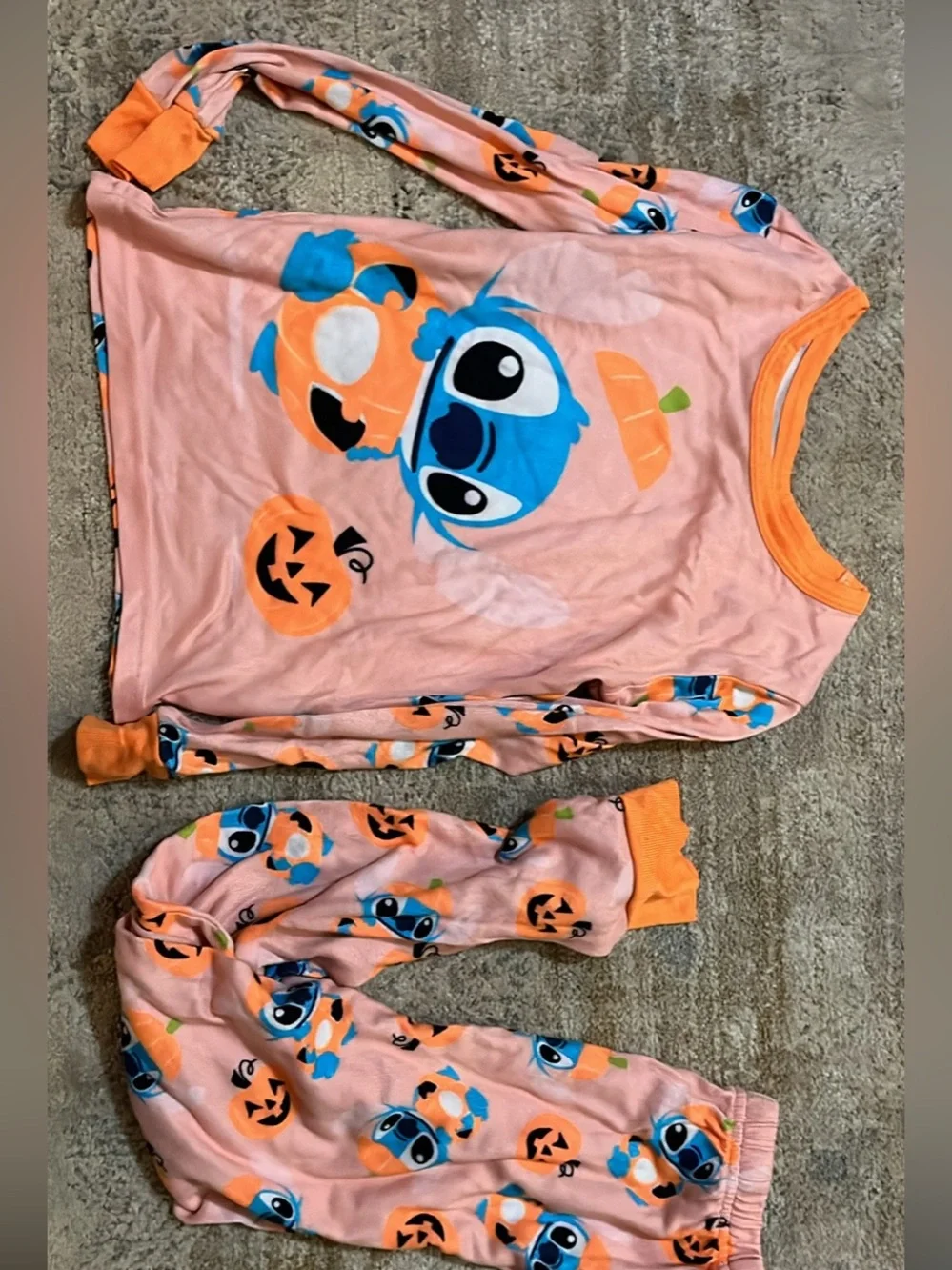Disney Girls' Pink with Orange Pumpkin Accent Pajamas - Halloween